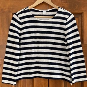 Diane Von Furstenberg cotton Navy striped top size 10